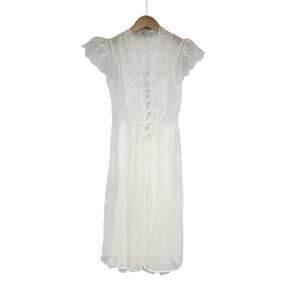 Vtg Gilead White Nylon Lace Long Maxi Slip Dress Petite Peignoir Nightgown Set